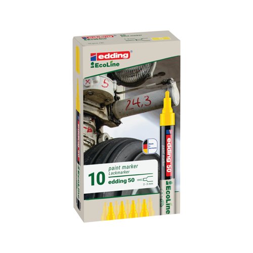 Edding E-50 Water-Based Paint Marker Medium Yellow (Pack of 10) 4-50-005/10