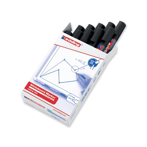 Edding 360 Drywipe Marker Black (Pack of 10) 4-360001 | Edding