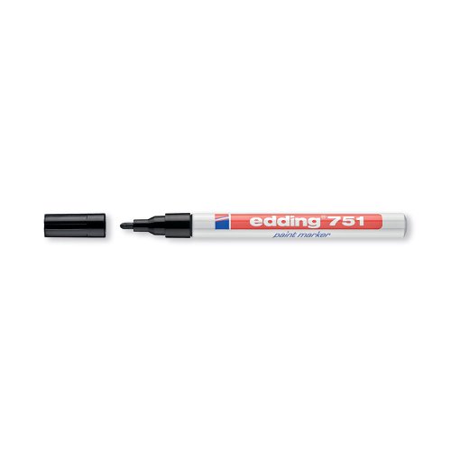 Edding 751 Bullet Tip Paint Marker Fine Black (Pack of 10) 4-751001 | Edding