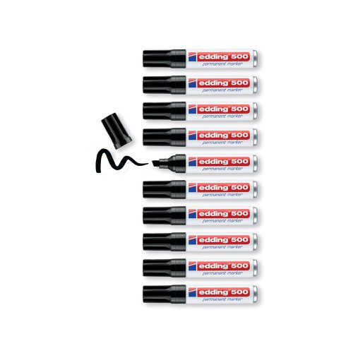 Edding 500 Chisel Tip Permanent Marker Large Black (Pack of 10) 500-001 | Edding