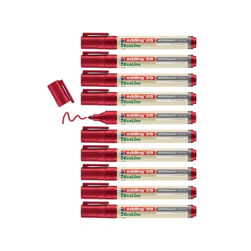 Edding 28 Ecoline Drywipe Markers (Pack of 10) Red 4-28002 | Edding