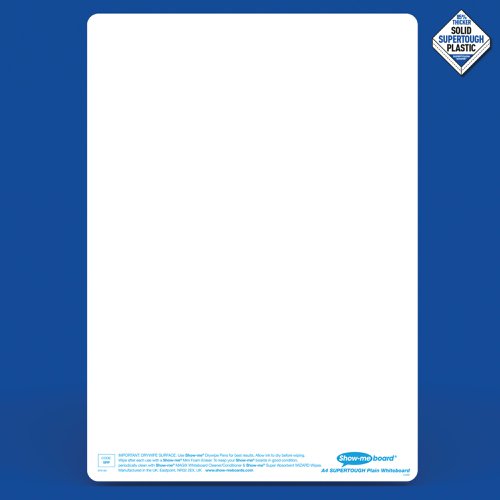 Show-me SUPERTOUGH A4 Whiteboards Plain/Plain Bulk Box (100 boards pens and erasers + Free cleaners)