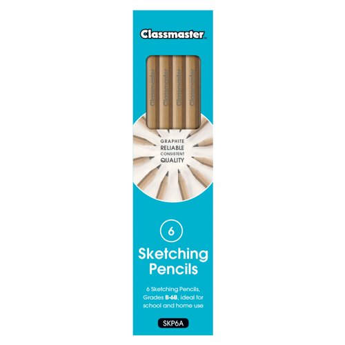 Classmaster Graphite Sketching Pencils Assorted Grades (Pack of 6) SKP6A