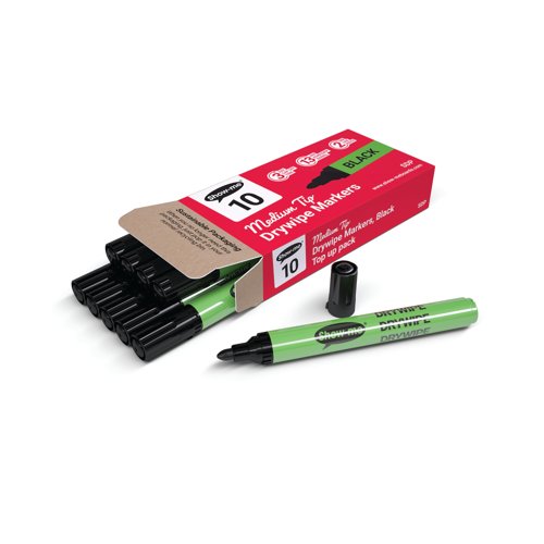 Show-me Drywipe Marker Medium Tip Black (Pack of 10) SDP