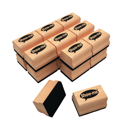 Show-me Mini Wooden Handled Felt Whiteboard Eraser (30 Pack) WME30