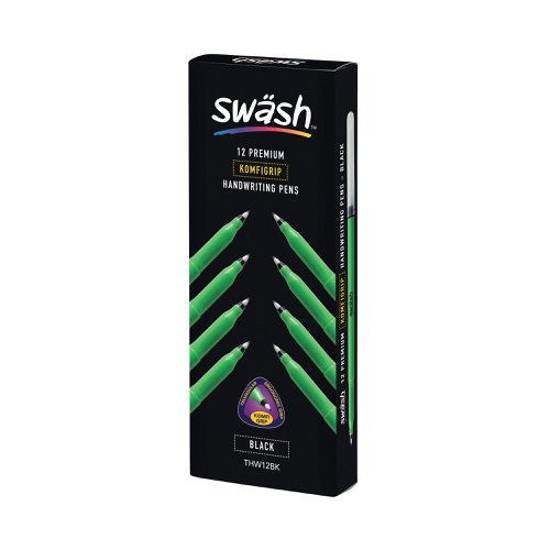 Swash KOMFIGRIP Handwriting Pen Black (Pack of 12) THW12BK