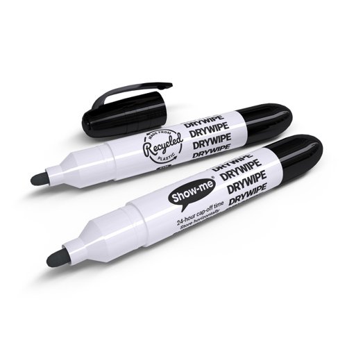 Show-me Eco Drywipe Markers Black (Pack of 50) STM50 | Eastpoint