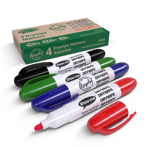 Show-me Eco Drywipe Markers Assorted (Pack of 4) STM4 | Eastpoint