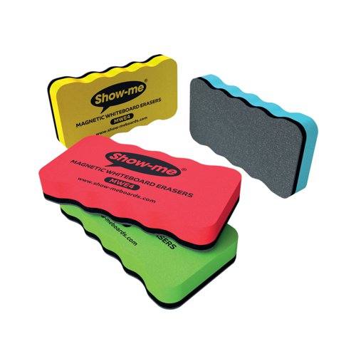 Show-me Magnetic Whiteboard Eraser Assorted (4 Pack) MWE4 Drywipe Board Accessories EG60379