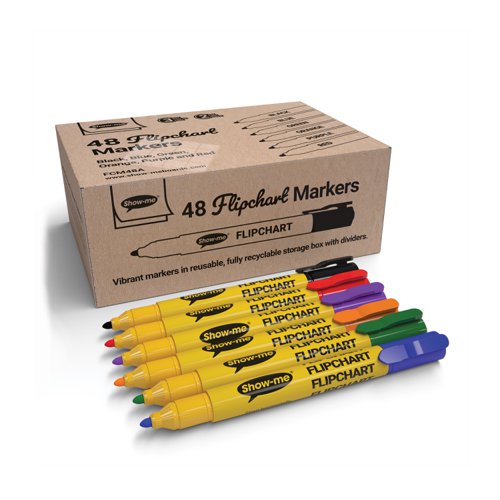 EG63421 | Premium flipchart markers with 7-day cap-off time. They makers have a 2mm bullet tip with bleed-resistant washable ink.