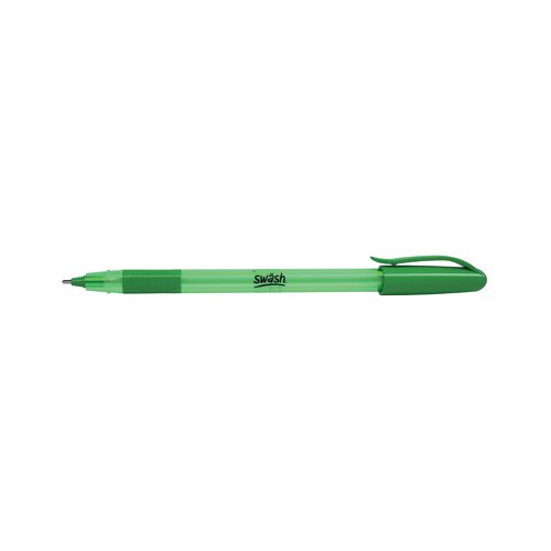 Swash Ballpoint Pen with Rubber Grip Green + Purple (Pack of 4)3 BBT40GN