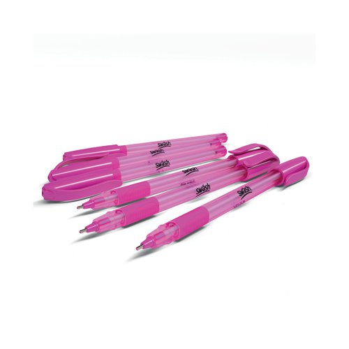Swash Ballpoint Pen with Rubber Grip Pink + Purple (Pack of 43) BBT40PK