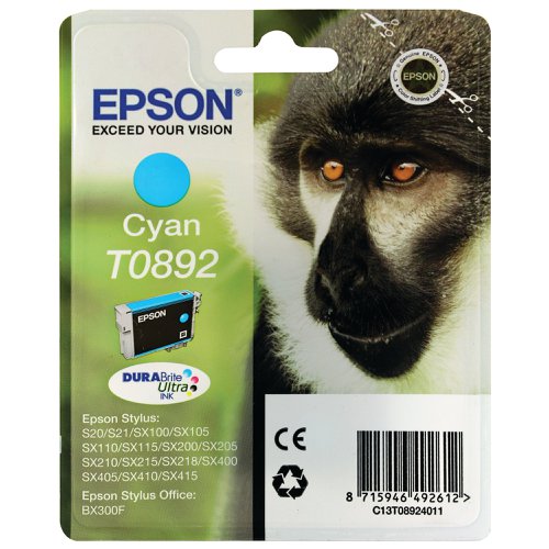 Epson T0892 Monkey DURABrite Ultra Ink Cartridge Cyan C13T08924011