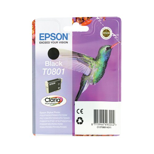 Epson T0801 Photographic Ink Cartridge Claria Black C13T08014011