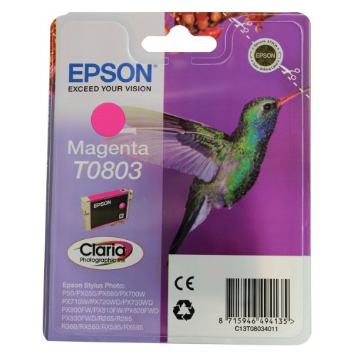 Epson T0803 Ink Cartridge Claria Photographic Hummingbird Magenta C13T08034011