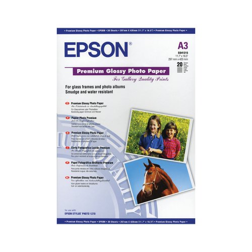 Epson Premium Glossy Photo Paper A3 255gsm (Pack of 20) C13S041315