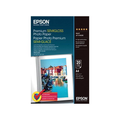 Epson A4 Premium Semi-Gloss Photo Paper (Pack of 20) C13S041332