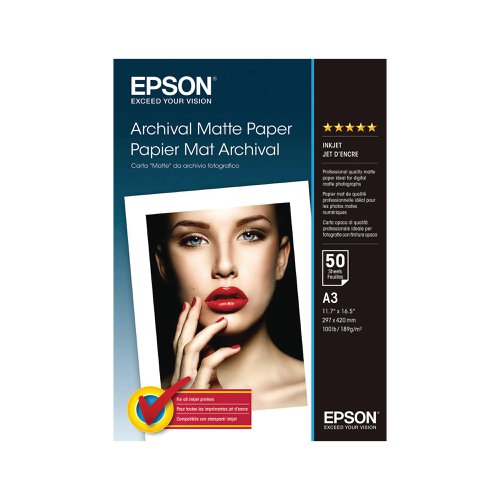 Epson Archival Matte Paper A3 189gsm (Pack of 50) C13S041344