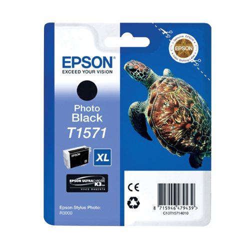 Epson T1571 Turtle UltraChrome Ink Cartridge High Yield Photo Black C13T15714010