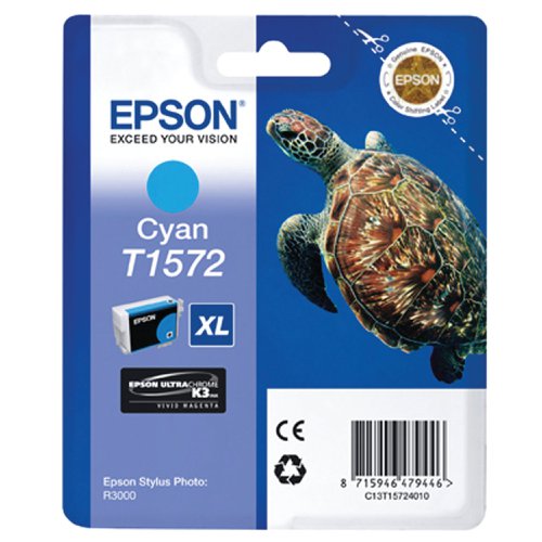 Epson T1572 Turtle UltraChrome Ink Cartridge High Yield Cyan C13T15724010