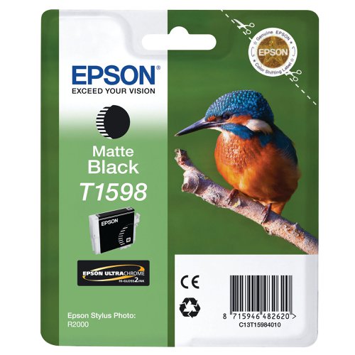 Epson T1598 Kingfisher UltraChrome Hi-Gloss Ink Cartridge Matte Black C13T15984010