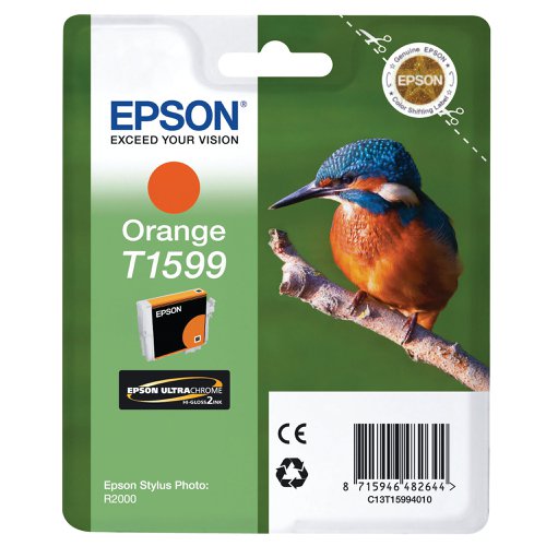 Epson T1599 Ink Cartridge Ultra Chrome Hi-Gloss2 Kingfisher Orange C13T15994010 Inkjet Cartridges EP48264