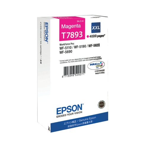 Epson T7893 DURABrite Ultra Ink Cartridge Extra High Yield Magenta C13T789340