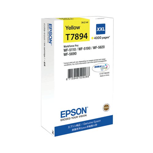 Epson T7894 Ink Cartridge DURABrite Ultra XXL Yellow C13T789440