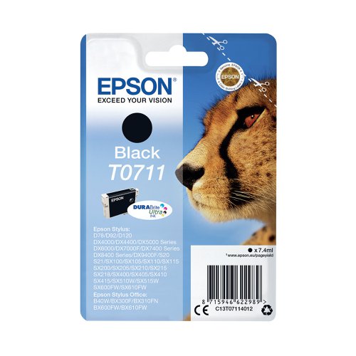 Epson T0711 Ink DURABrite Ultra Cheetah Black C13T07114012