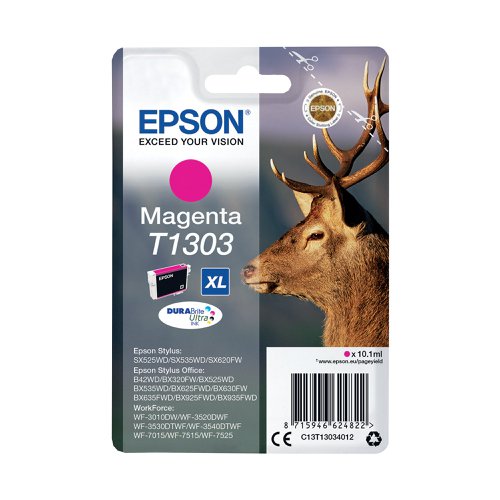 Epson T1303 Ink Cartridge DURABrite Ultra Extra High Yield Stag Magenta C13T13034012