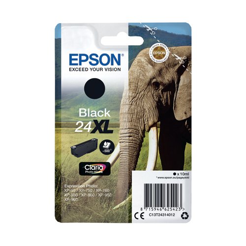 Epson 24XL Ink Cartridge Photo HD Claria Elephant Black C13T24314012