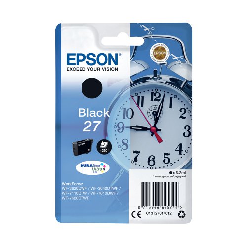 Epson 27 Ink Cartridge DURABrite Ultra Alarm Clock Black C13T27014012