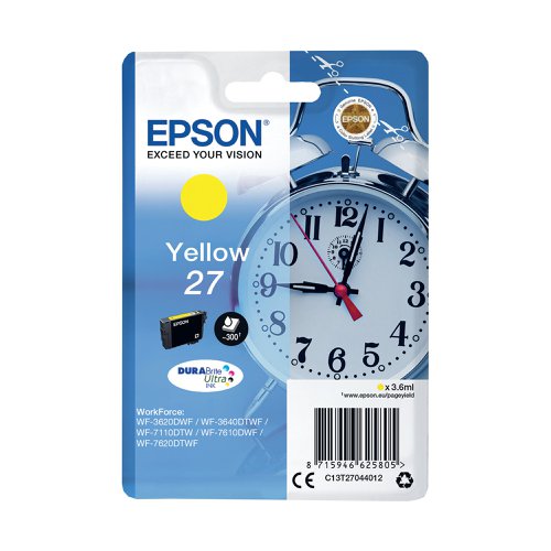 Epson 27 Ink Cartridge DURABrite Ultra Alarm Clock Yellow C13T27044012