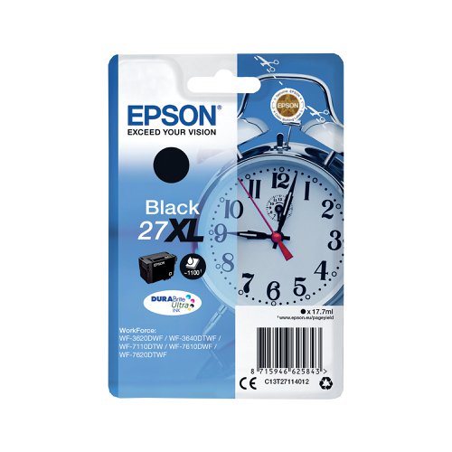 Epson 27XL Ink Cartridge DURABrite Ultra High Yield Alarm Clock Black C13T27114012