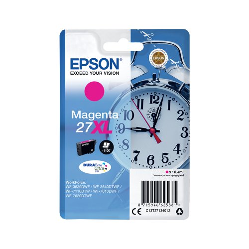 Epson 27XL Ink Cartridge DURABrite Ultra High Yield Alarm Clock Magenta C13T27134012