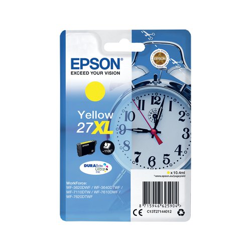 Epson 27XL Ink Cartridge DURABrite Ultra High Yield Alarm Clock Yellow C13T27144012