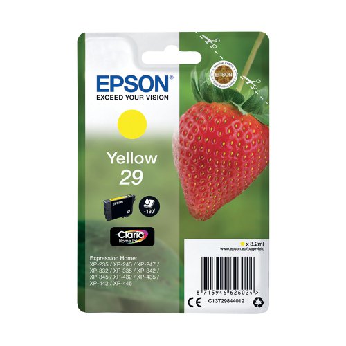 Epson 29 Home Ink Cartridge Claria Strawberry Yellow C13T29844012