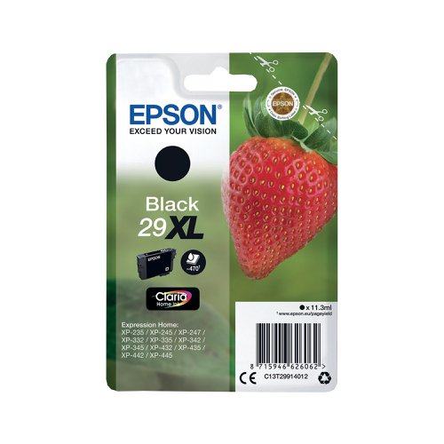 Epson 29XL Home Ink Cartridge Claria High Yield Strawberry Black C13T29914012