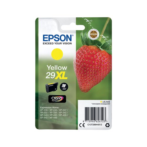 Epson 29XL Home Ink Cartridge Claria High Yield Strawberry Yellow C13T29944012