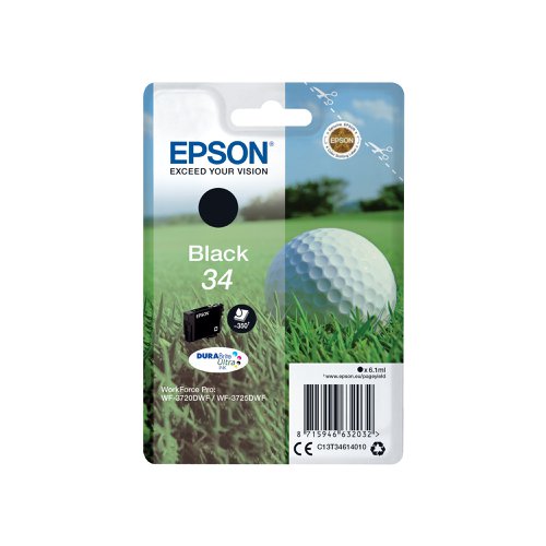 Epson 34 Ink Cartridge DURABrite Ultra Golf Ball Black C13T34614010