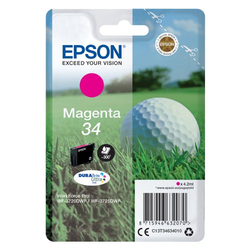 Epson 34 Ink Cartridge DURABrite Ultra Golf Ball Magenta C13T34634010