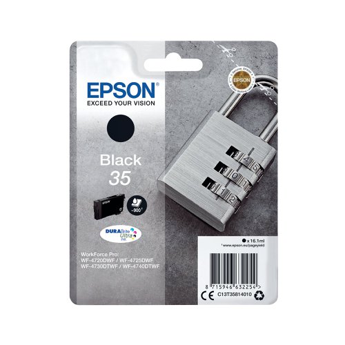 Epson 35 Ink Cartridge DURABrite Ultra Padlock Black C13T35814010