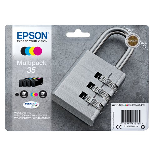 Epson 35 Ink Cartridge DURABrite Ultra Multipack Padlock CMYK C13T35864010