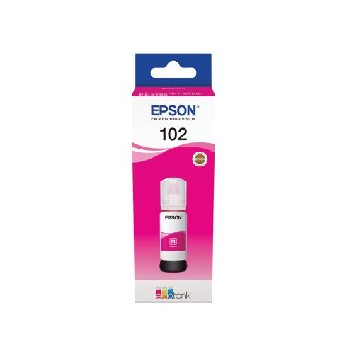 This Epson 102 EcoTank Ink Bottle ensures high quality print output from your Epson EcoTank inkjet printer. As a genuine Epson consumable, it ensures consistent and reliable operation for trouble-free printing when you need it most, and is packed with 70ml of magenta ink. Epson ensures that every cartridge meets its high standards and works with your machine to provide precise, clear printing.