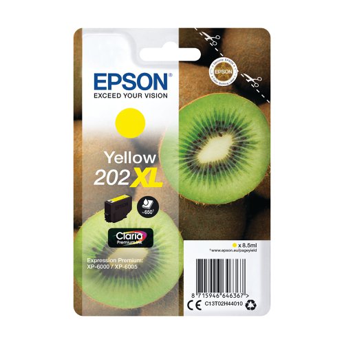 Epson 202XL Kiwi Claria Premium Ink Cartridge High Yield Yellow C13T02H44010