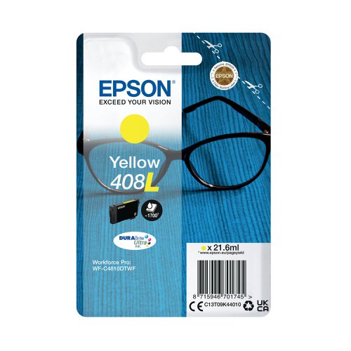 Epson 408L Ink Cartridge DURABrite Ultra Glasses Yellow C13T09K44010