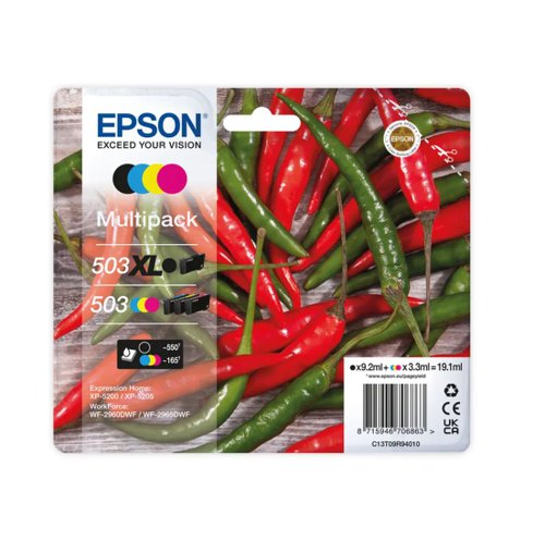 Epson 503XL/503 Ink Cartridge Multipack Chilli XL Black High Yield/Standard CMY C13T09R94010