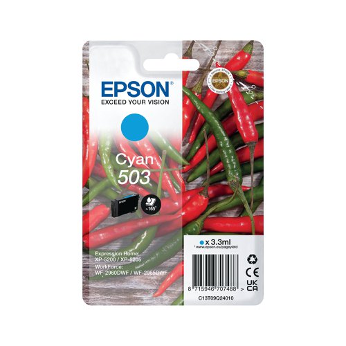 Epson 503 Ink Cartridge Chilli Cyan C13T09Q24010