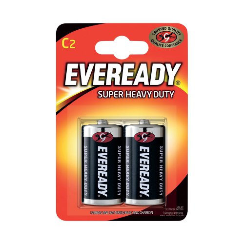 Eveready batteries allow you to power all of your devices with ease, ensuring that they can last for longer without any poor performance. Made from carbon zinc, these batteries are cadmium and mercury free, ensuring that they are non-toxic and ecologically friendly. This pack of 2 Size C batteries allows you to power a range of different devices, including torches, toys, radios and clocks. These reliable batteries are good for up to 3 years after the printed date.