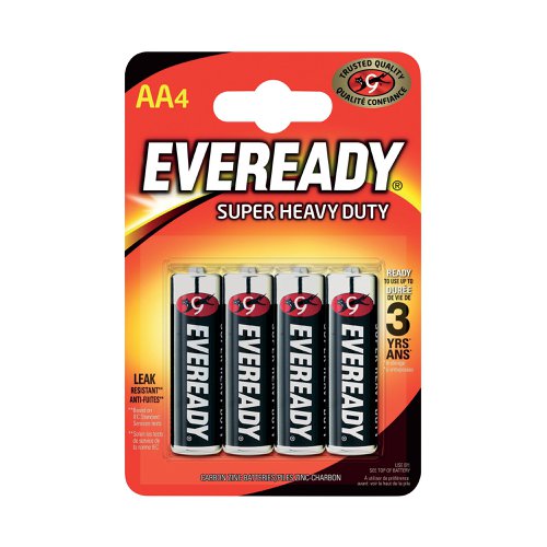 Eveready Super Heavy Duty AA Batteries (Pack of 4) R6B4UP